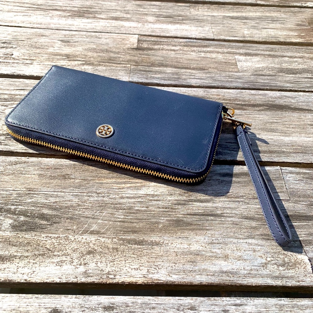 Tory Burch Navy Parker Zip Continental Wallet